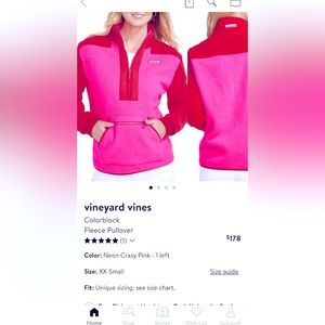 Vineyard Vines Quarter Zip Red Pink Color Block